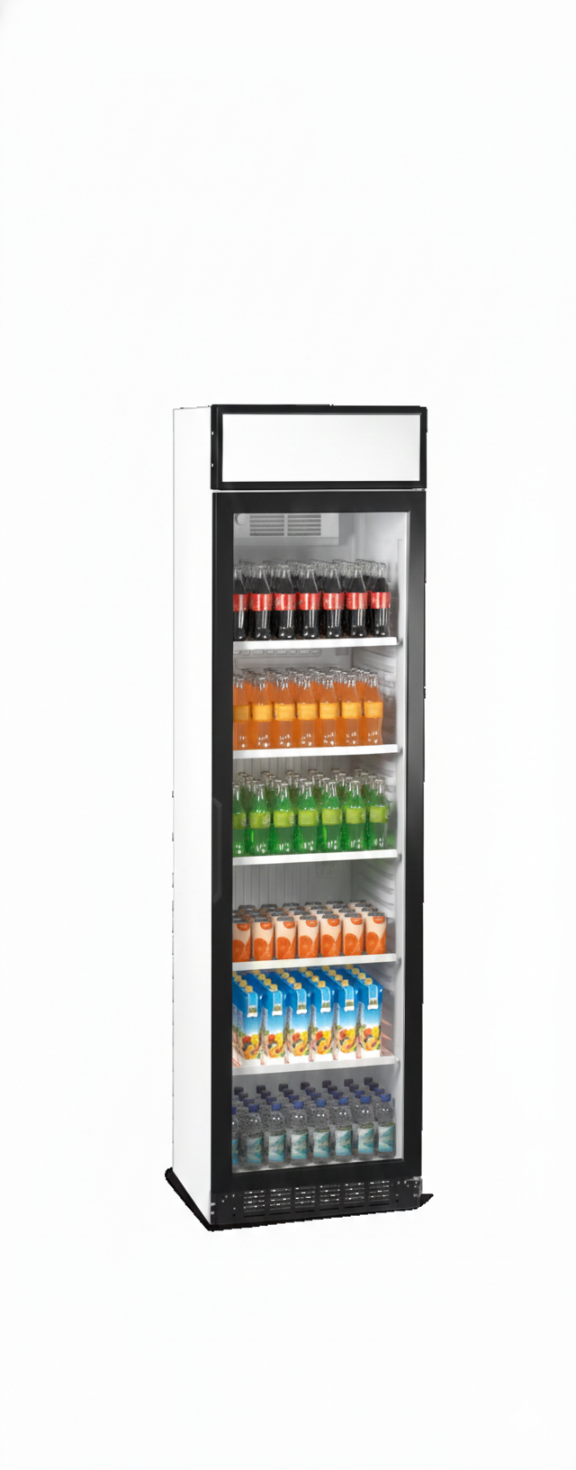 Køleskab - (ca. 190x50cm, med glaslåge - model varierer!)