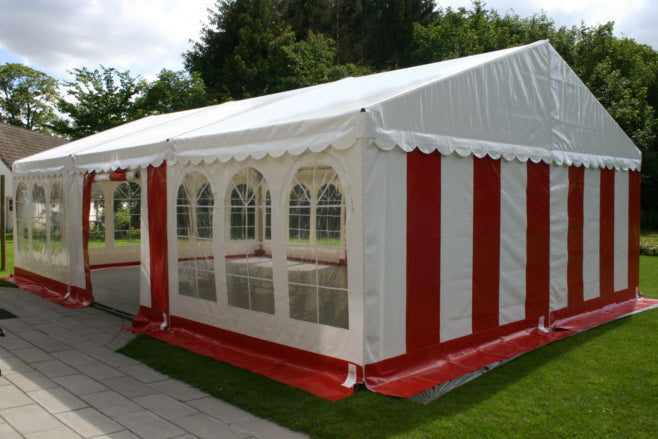 6x3m telt i rød/hvid (18 kvm - ca. 10-20 gæster)